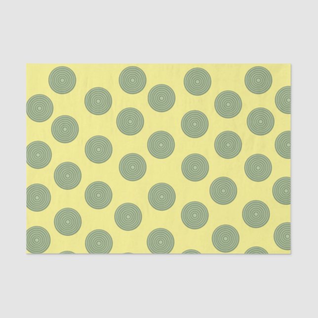 Tissue Paper Stripes Green Circles Yellow (Front)