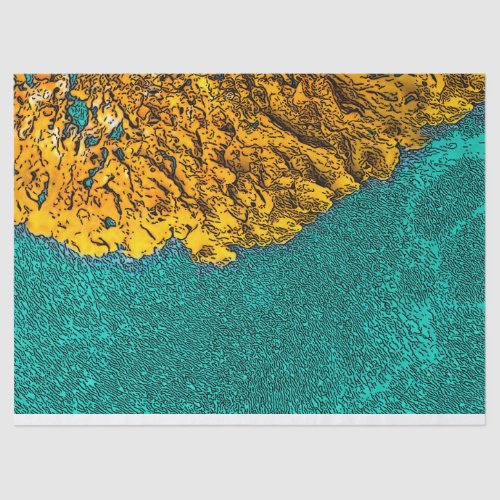 Tissue Paper, Turquoise Water, Yellow Lichen Paper