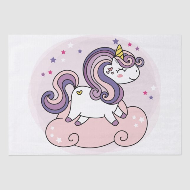 TISSUE PAPER : UNICORN ON A PINK CLOUD (Front)