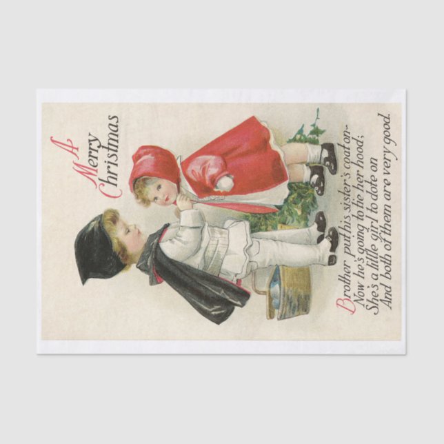 TISSUE  PAPER  : VINTAGE CHRISTMAS CHILDREN  (Front)