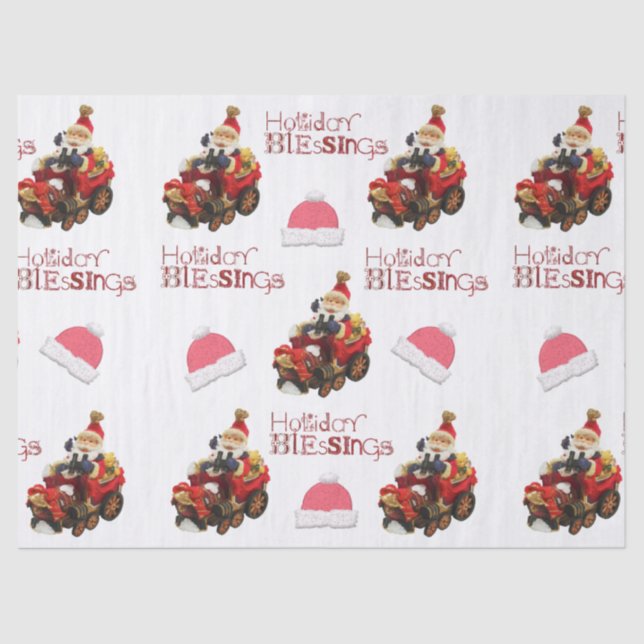 Tissue Paper Vintage Santa Holiday Blessings  (Front)
