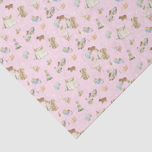 Tissue Paper, Vintage Toys Background Pink Paper