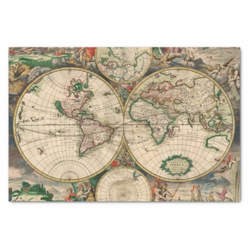 Tissue Paper Vintage World Map 1689