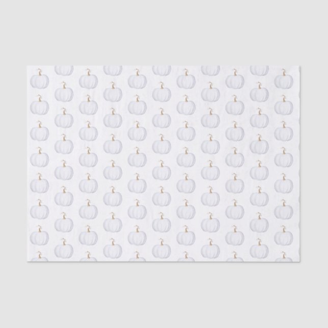 Tissue Paper Watercolor White Pumpkin Pattern (Front)