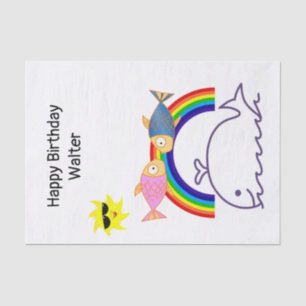 Tissue Paper Whale Sun Fish Rainbow
