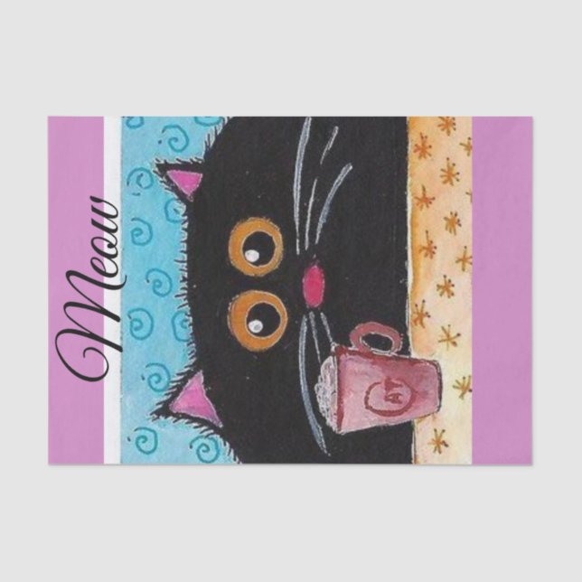 Tissue Paper Whimsical Cat Black (Front)