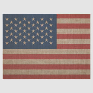 Tissue Paper with brown canvas flag of USA
