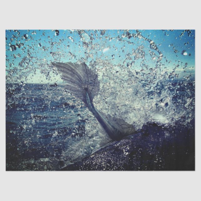 Tissue Paper with Mermaid Diving in Waves (Front)