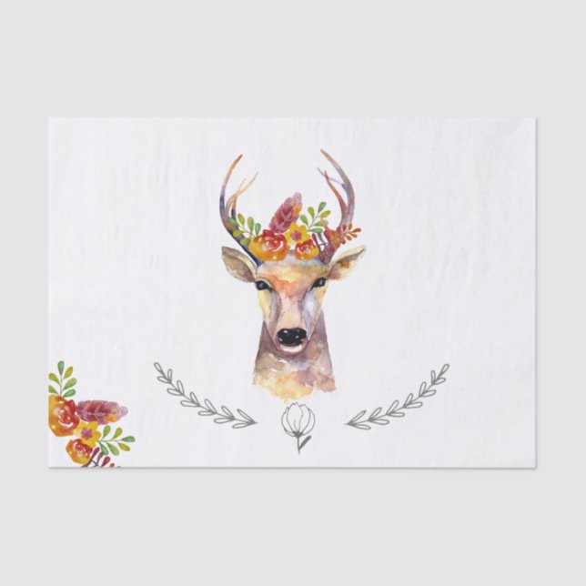 Tissue Paper Wrapping Boho Deer Buck Head Browning (Front)