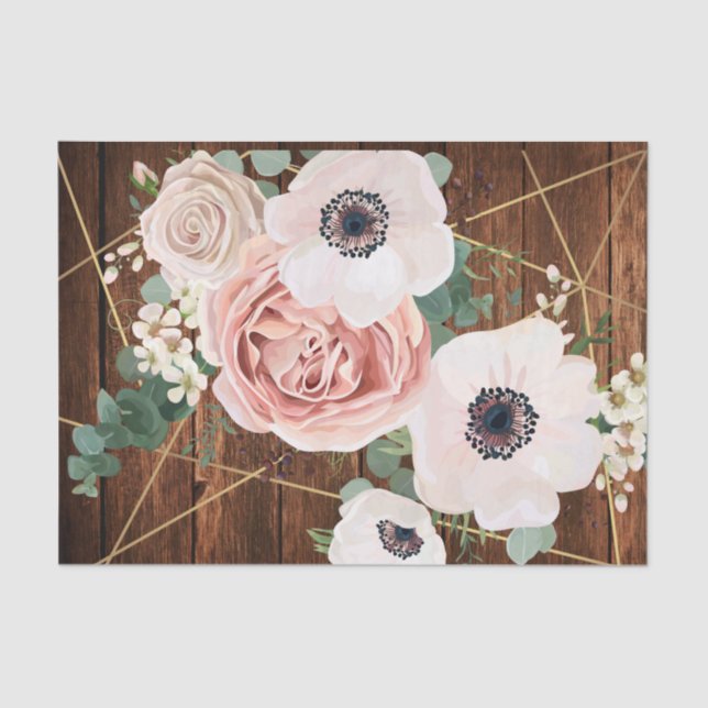 Tissue Paper Wrapping Geometric Garden Rose Barn (Front)