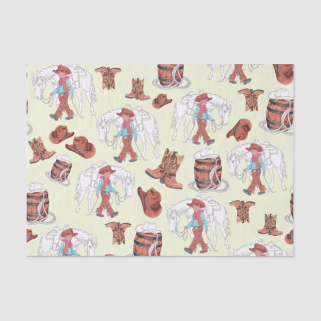 Tissue Paper Young Cowboy and Horse (Front)