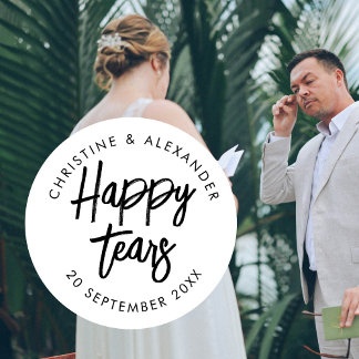 Tissues for your happy tears minimal wedding favor classic round sticker