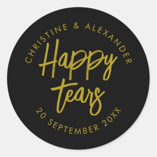 Tissues for your happy tears minimal wedding favor classic round sticker