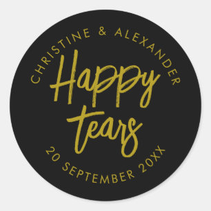 Tissues for your happy tears minimal wedding favor classic round sticker