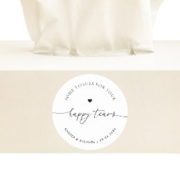 Tissues For Your Happy Tears Modern Wedding Heart Classic Round Sticker