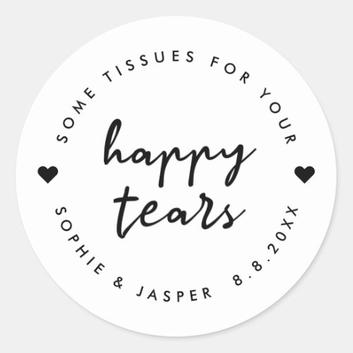 Tissues for your Happy Tears  Wedding Favor Classic Round Sticker