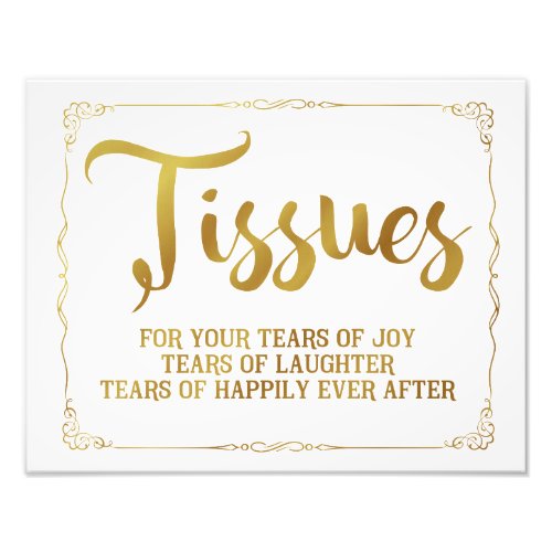 tissues wedding sign gold sign
