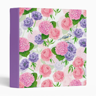 Tit bird and flowers 3 ring binder