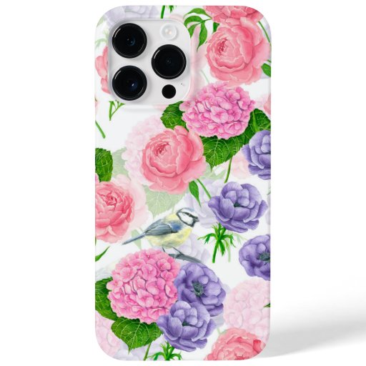 Tit bird and flowers Case-Mate iPhone 14 pro max case