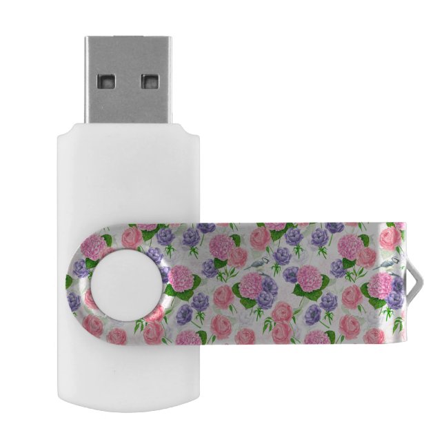 Tit bird and flowers flash drive (Opened)