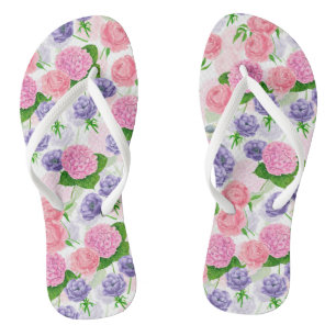 Tit bird and flowers flip flops