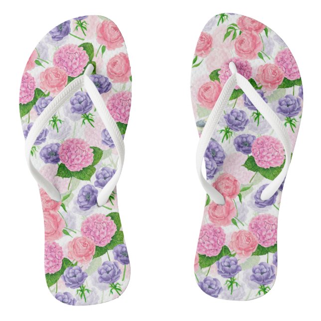 Tit bird and flowers flip flops (Footbed)