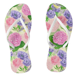 Tit bird and flowers flip flops