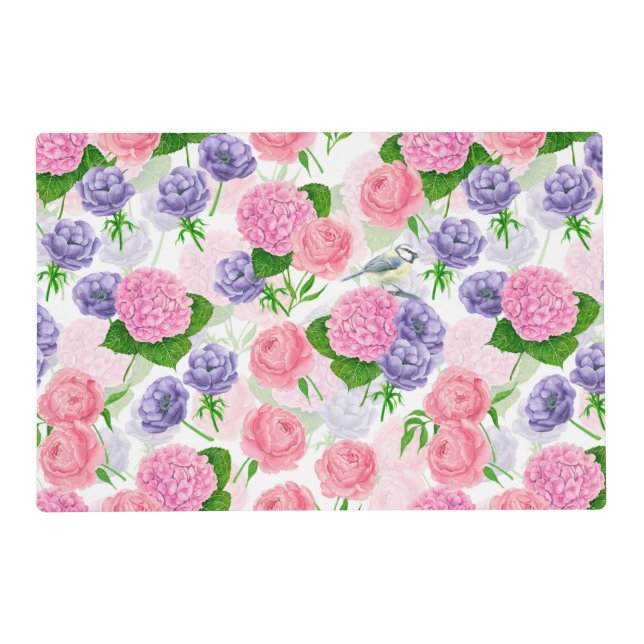 Tit bird and flowers placemat (Front)