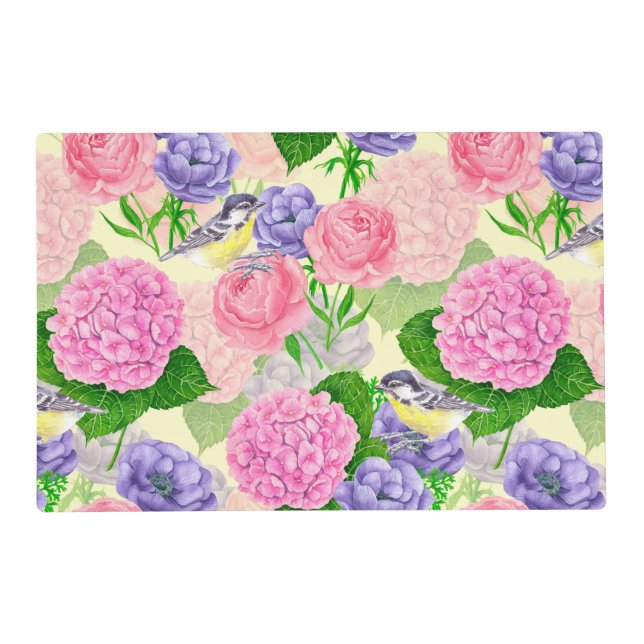 Tit bird and flowers placemat (Front)