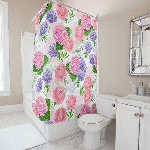 Tit bird and flowers shower curtain