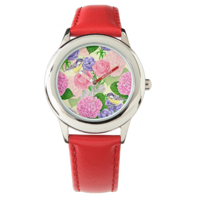 Tit bird and flowers watch (Front)