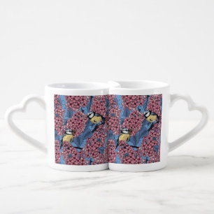 Tit birds in the lilac garden coffee mug set