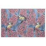Tit birds in the lilac garden fabric