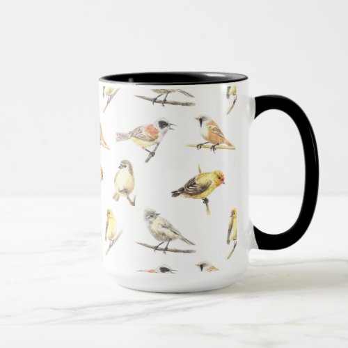 Tit birds pattern mug