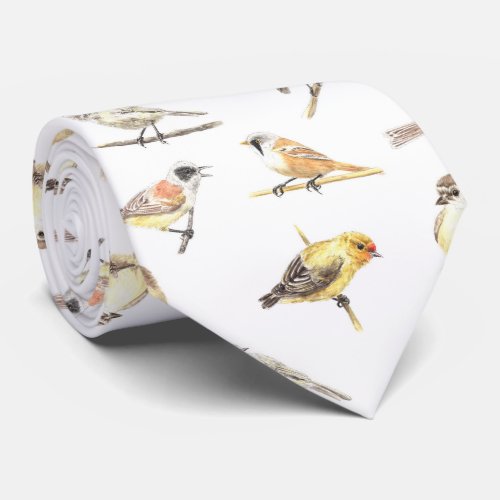 Tit birds pattern neck tie