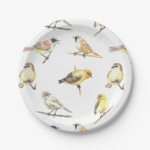 Tit birds pattern paper plates