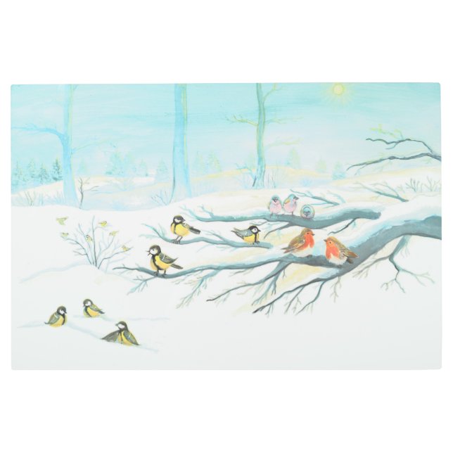 Tit birds, Robin redbreasts & Common chaffinch Metal Print (Front)