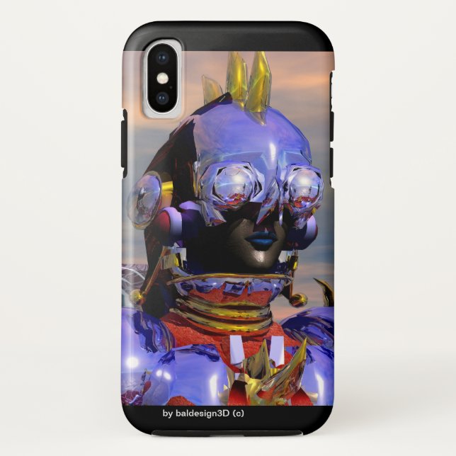 TITAN CYBORG PORTRAIT Blue Science Fiction ,Scifi Case-Mate iPhone Case (Back)