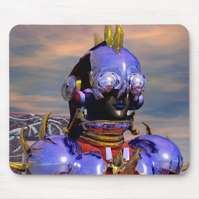 TITAN CYBORG PORTRAIT Blue Science Fiction,Scifi Mouse Pad (Front)