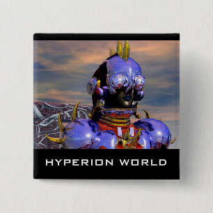 TITAN CYBORG PORTRAIT Blue Science Fiction,Scifi Pinback Button
