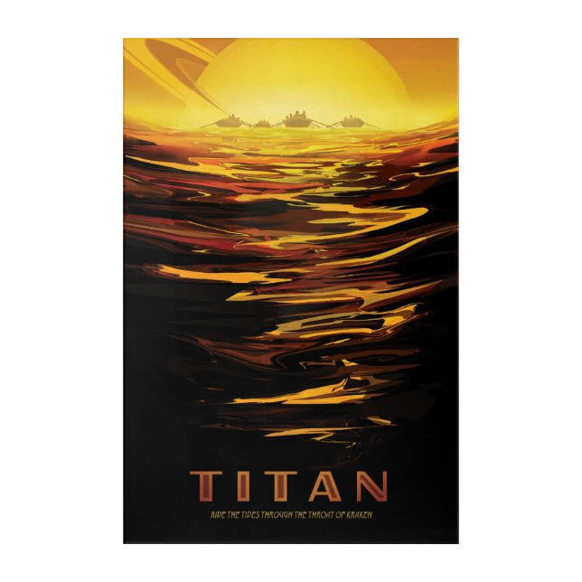 Titan largest moon of Planet Saturn Acrylic Print (Front)