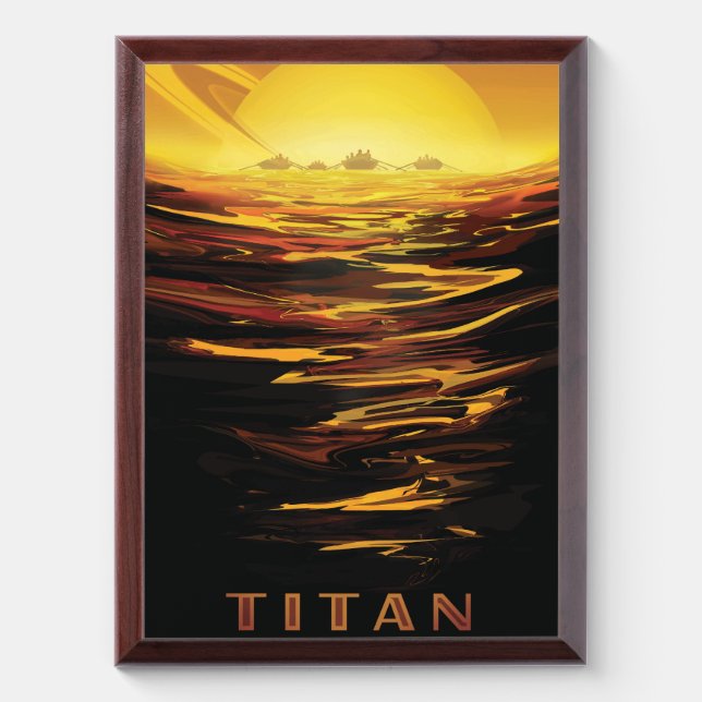Titan largest moon of Planet Saturn Award Plaque (Vertical)