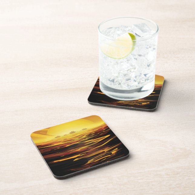 Titan largest moon of Planet Saturn Beverage Coaster (Right Side)