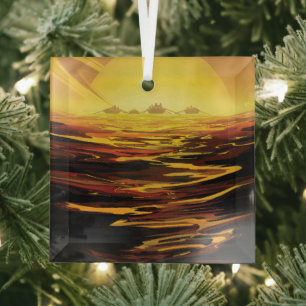 Titan largest moon of Planet Saturn Glass Ornament