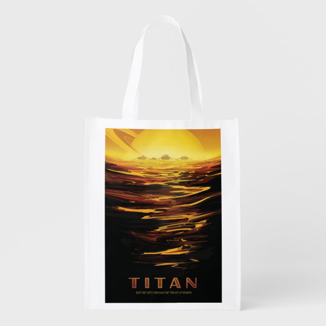 Titan largest moon of Planet Saturn Grocery Bag (Front)