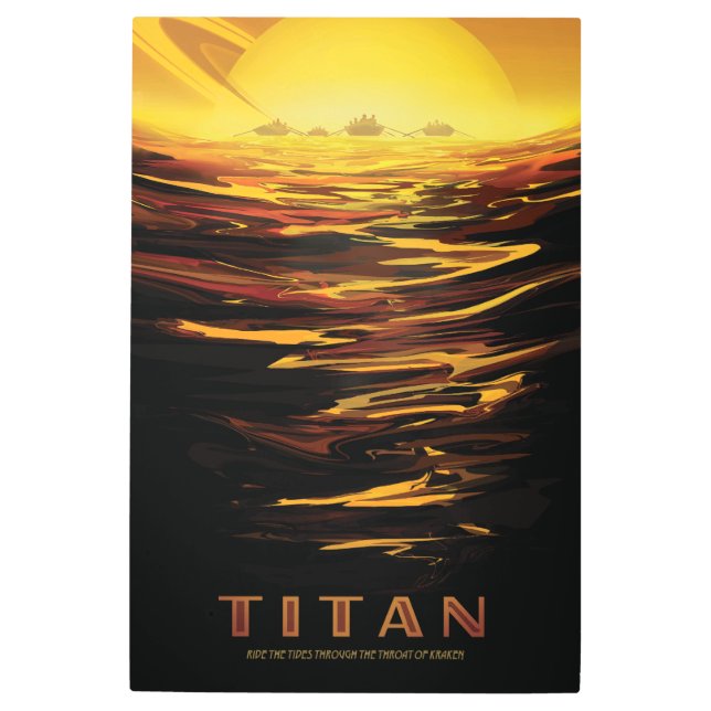 Titan largest moon of Planet Saturn Metal Print (Front)