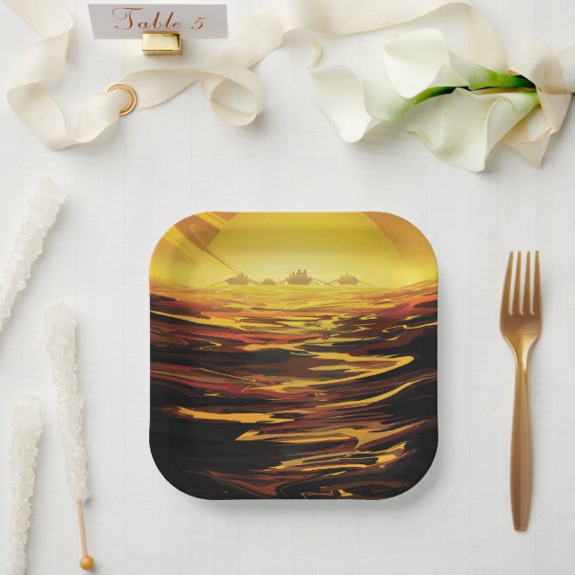 Titan largest moon of Planet Saturn Paper Plates (Wedding)