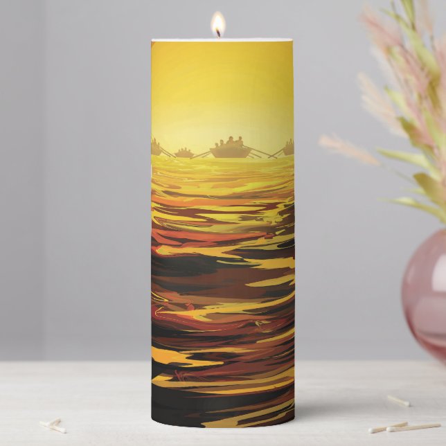 Titan largest moon of Planet Saturn Pillar Candle (In Situ)