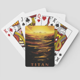 Titan largest moon of Planet Saturn Poker Cards