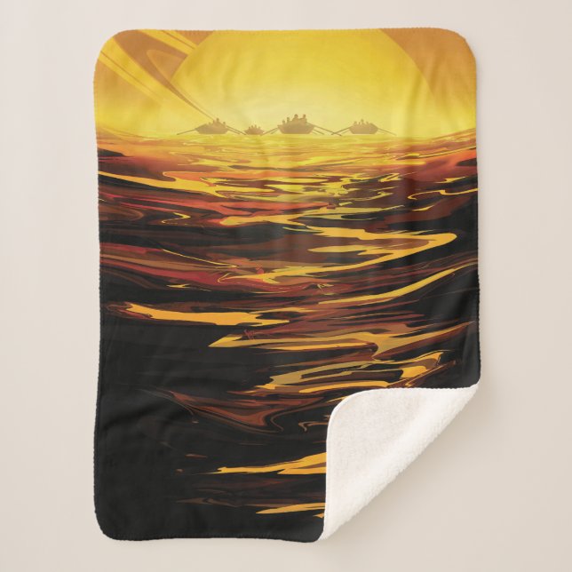 Titan largest moon of Planet Saturn Sherpa Blanket (Front)